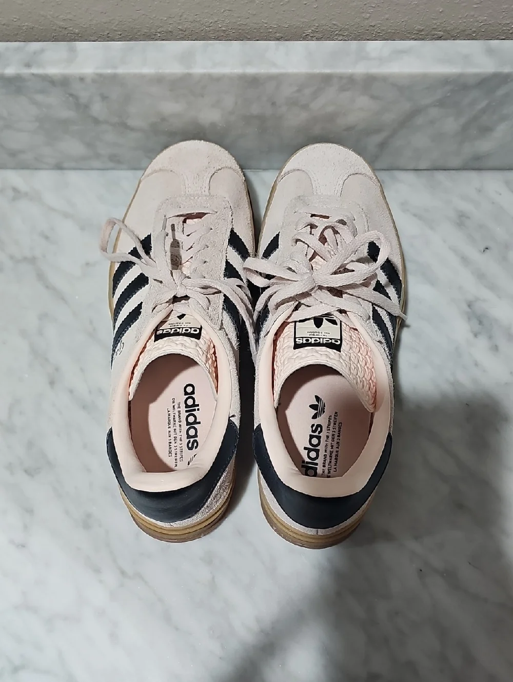 adidas Gazelle Platform Sneakers in Blush Pink with Black Stripes - Picture 5 of 7